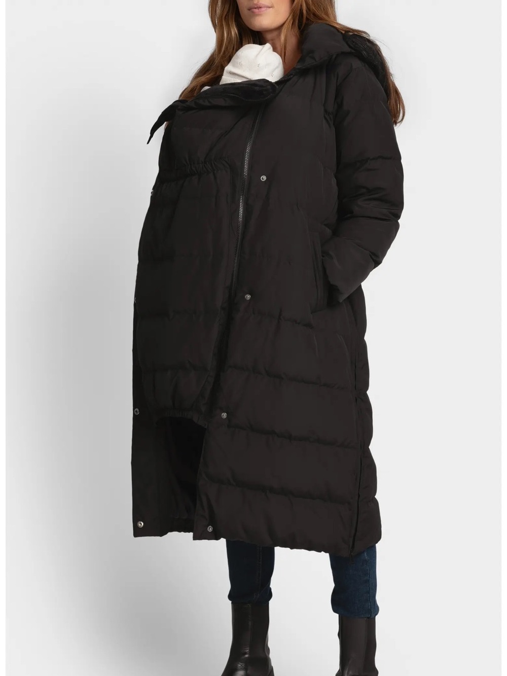 Seraphine Monika Black Belted Maternity & Babywearing Puffer Coat NWT - Size 8